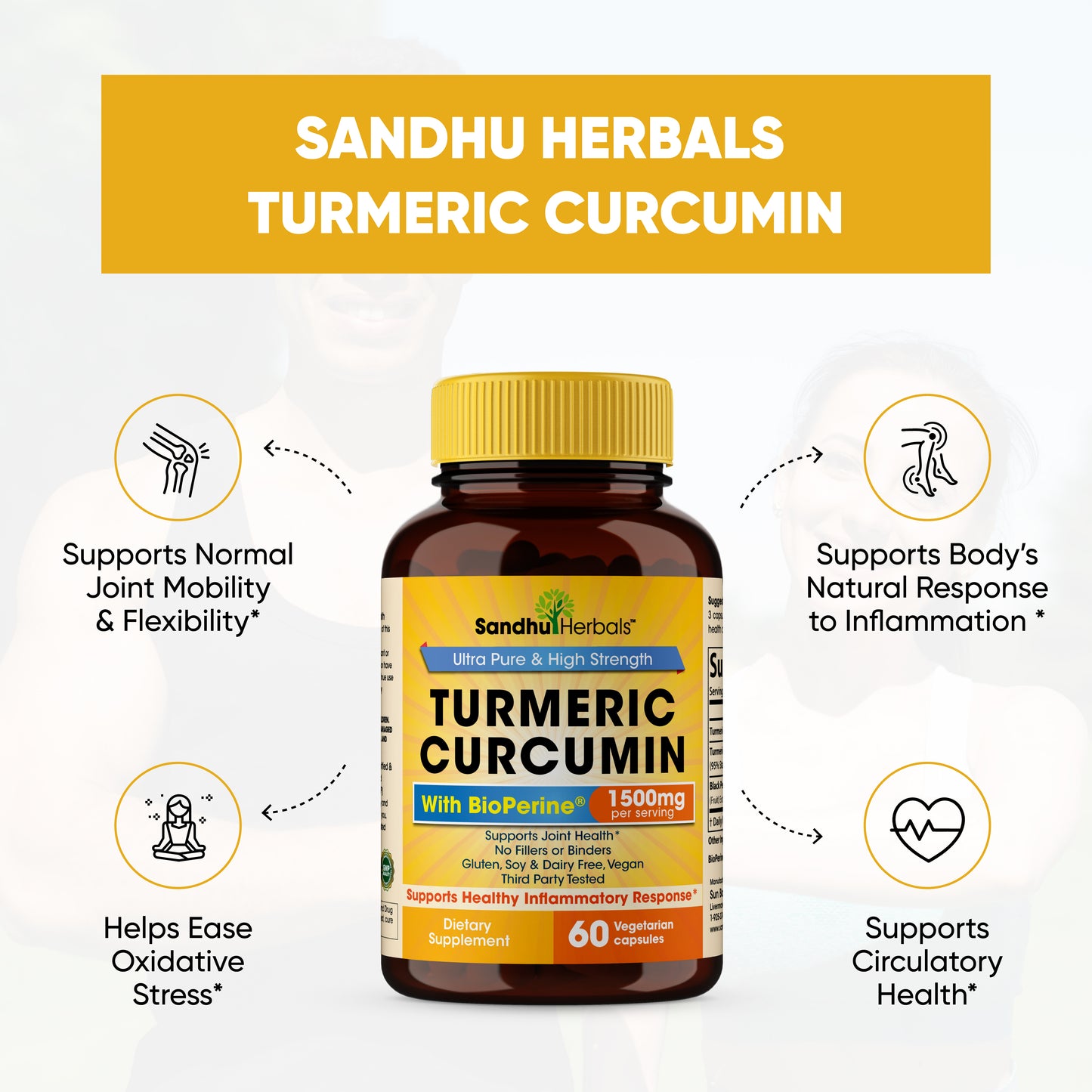 Turmeric Curcumin Capsules 1500MG 120 Ct