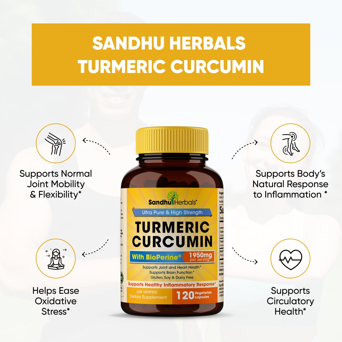 Turmeric Curcumin Capsules 1950MG 120 Ct