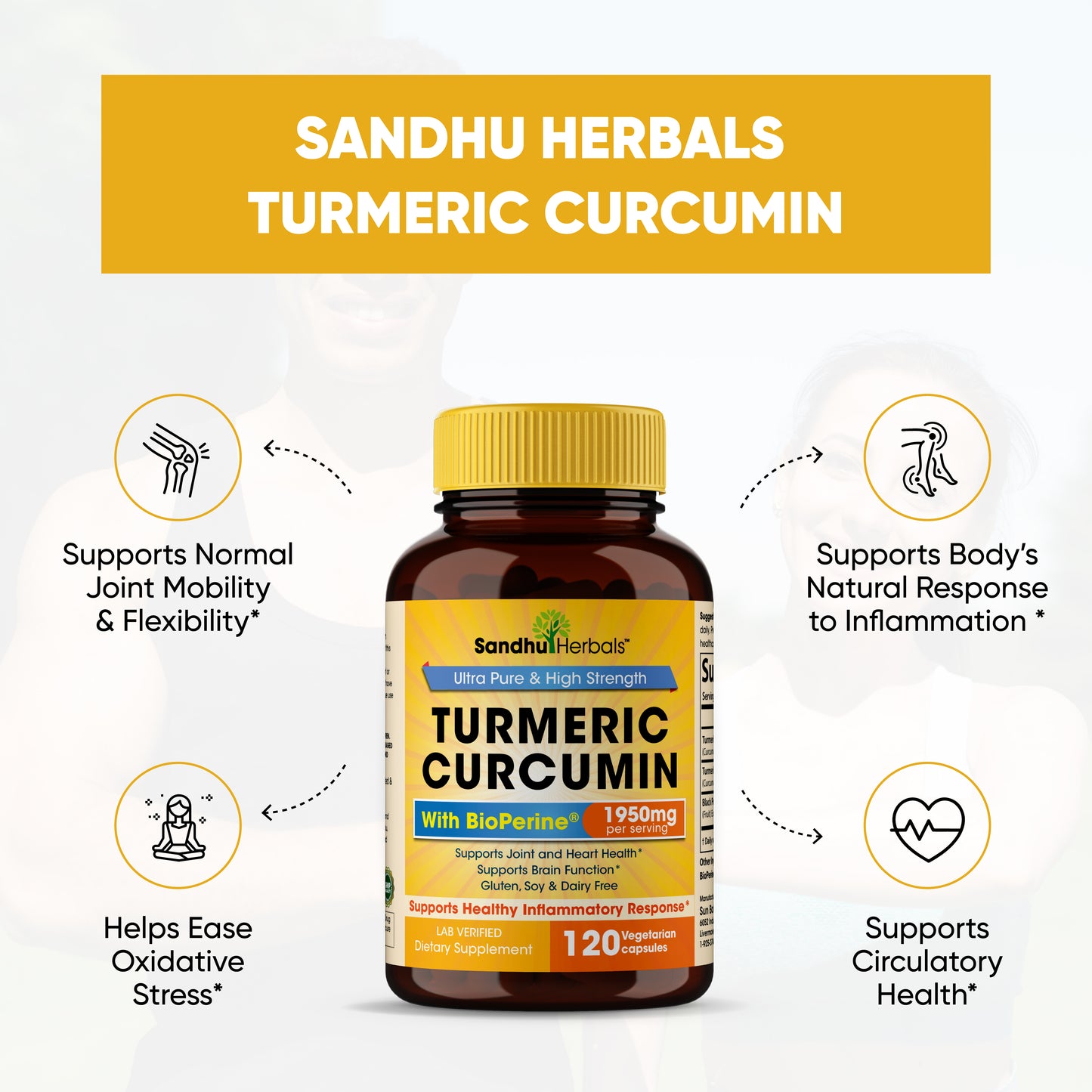 Turmeric Curcumin Capsules 1950MG 120 Ct