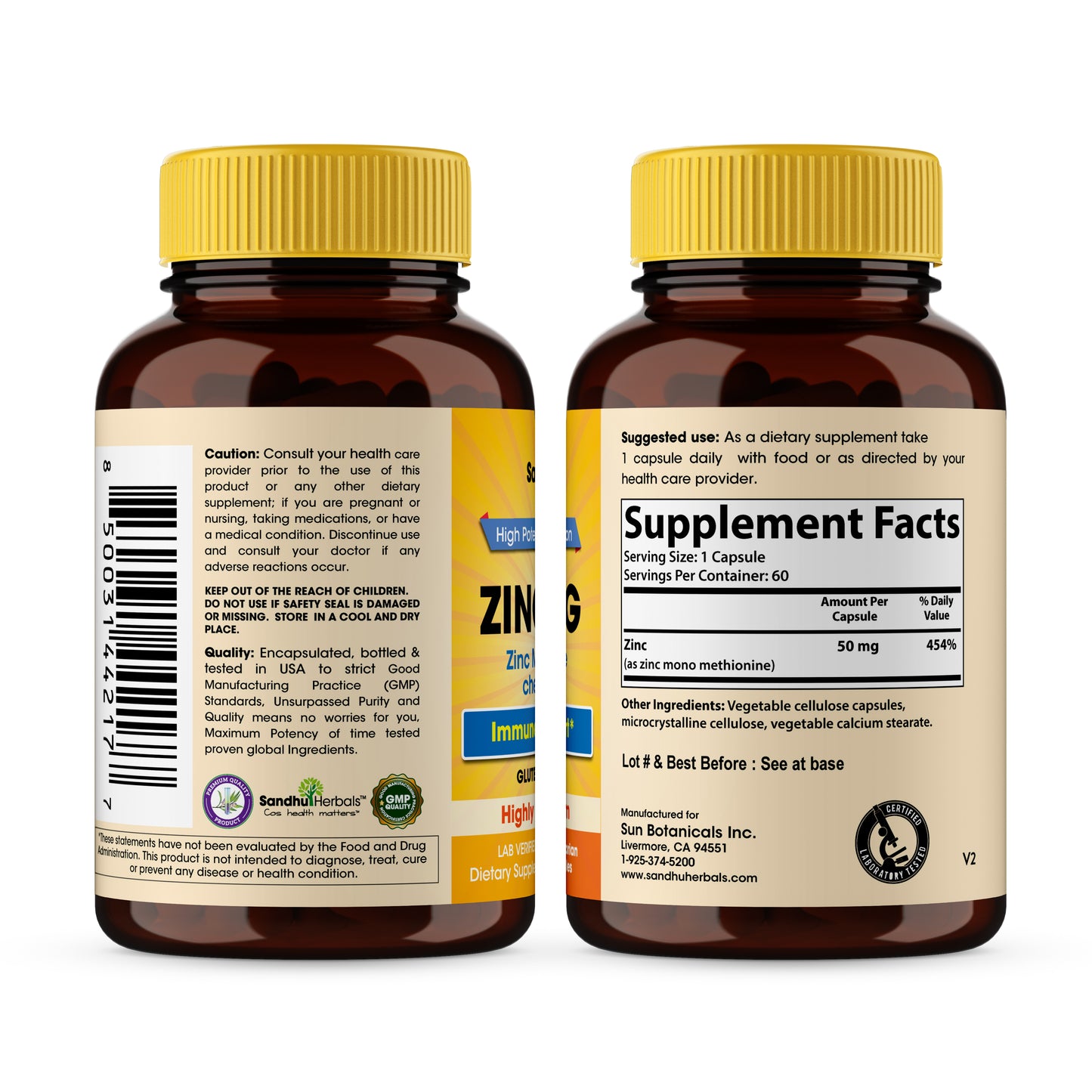 Zinc 50 mg Capsules 60 Ct