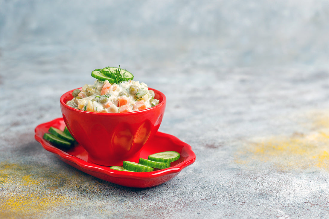 Creamy Cucumber - Tomato Salad with Tahini and Vitamin D3 & K2