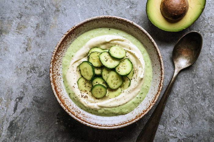 Refreshing Chilled Cucumber Avocado Soup with L - Glutamine