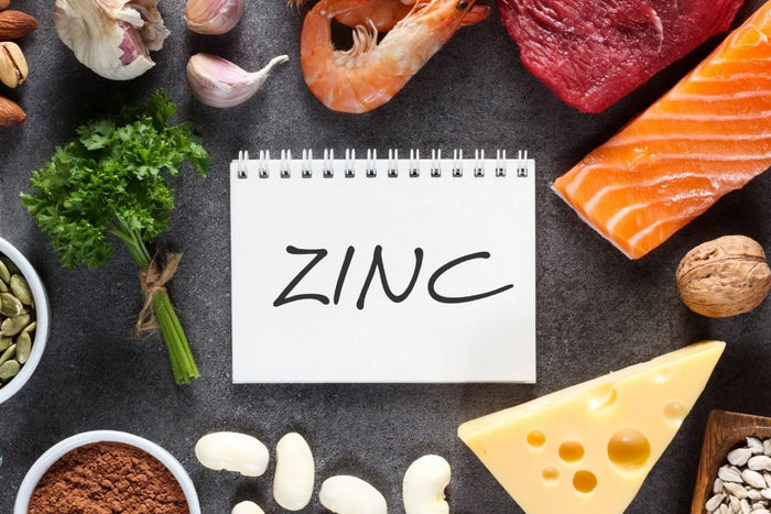 Zinc and zinc-rich foods like seafood, dairy, nuts, seeds, and legumes that help support the body’s natural defenses.