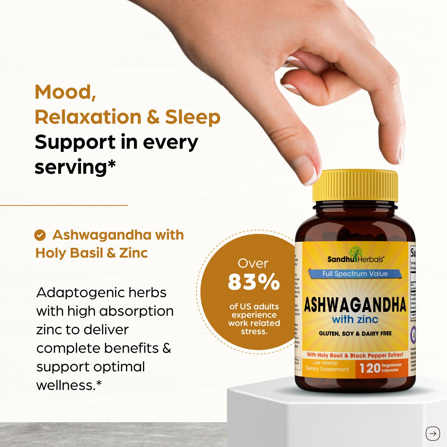 Ashwagandha Zinc Capsules 120 Ct