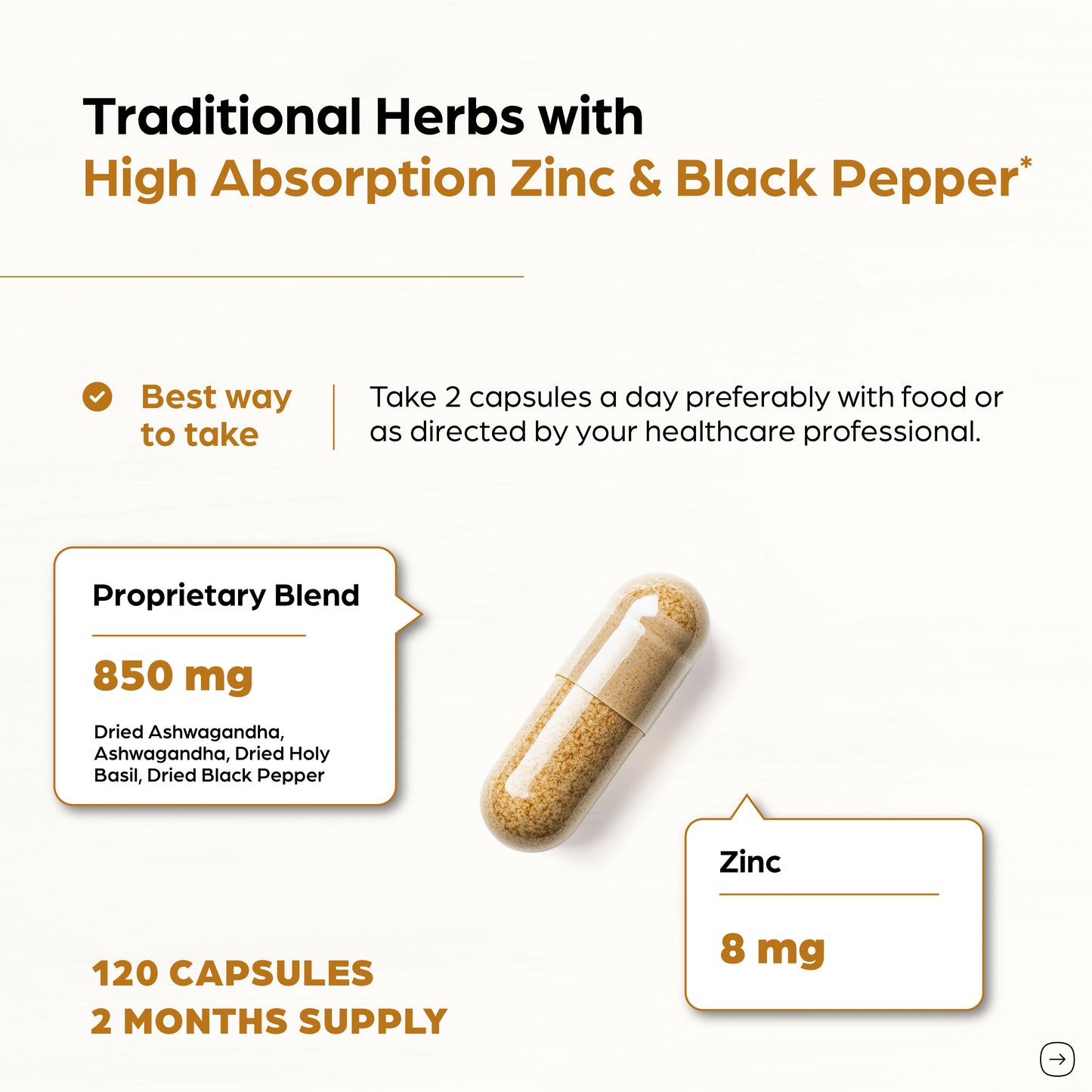 Ashwagandha Zinc Capsules 120 Ct