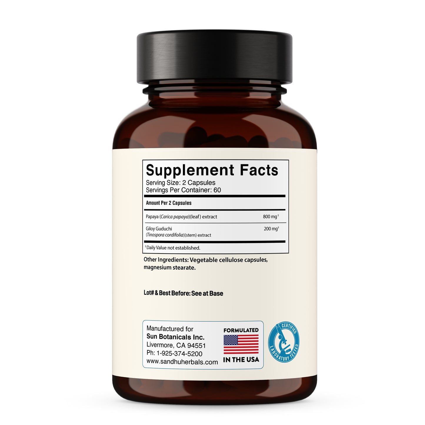 Papaya Leaf Extract Supplement with Giloy (Guduchi) Extract Capsules 120Ct