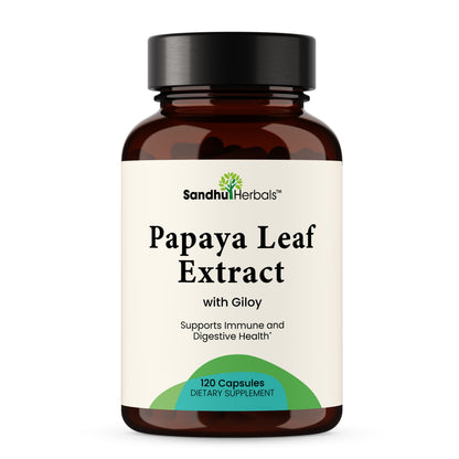 Papaya Leaf Extract Supplement with Giloy (Guduchi) Extract Capsules 120Ct