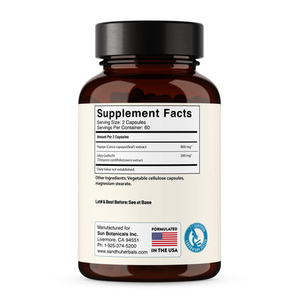 Papaya Leaf Extract Supplement with Giloy (Guduchi) Extract Capsules 120Ct