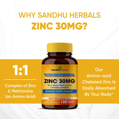 Zinc 30 mg Capsules 120 Ct