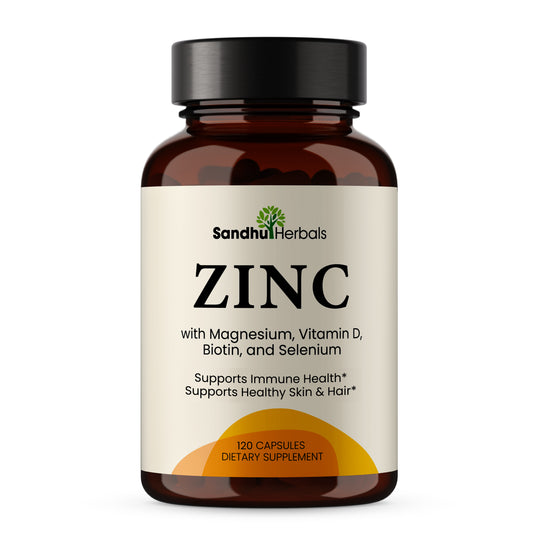 Zinc with Magnesium, Vitamin D3, Selenium & Biotin - 30 mg of Zinc - Capsules 120Ct