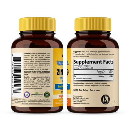 Zinc 50 mg Capsules 60 Ct